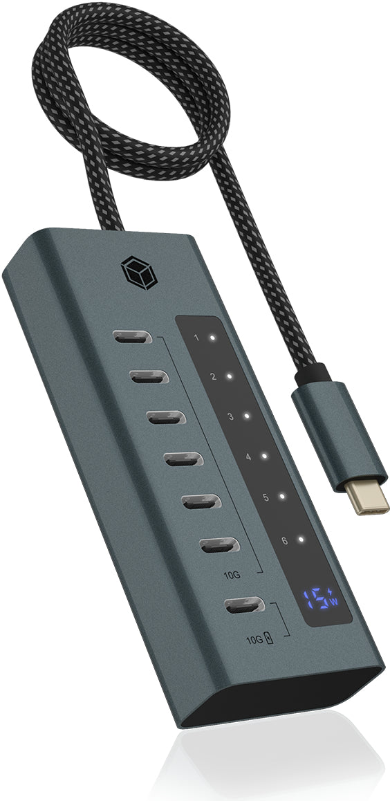 ICY BOX IBHUB1457 USB-Hub – USB-C, 7× USB-C, 20 W PD, für Windows/Mac
