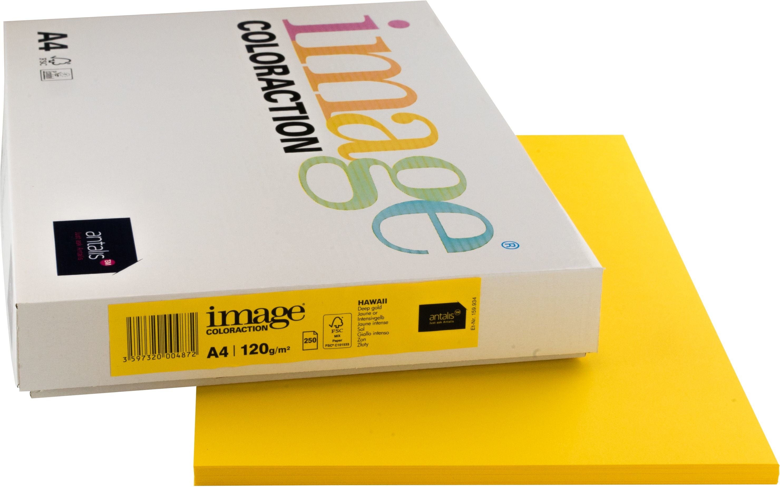 Image coloraction Hawaii Farbiges Kopierpapier Intensivgelb – A4, 120 g/m², 250 Blatt