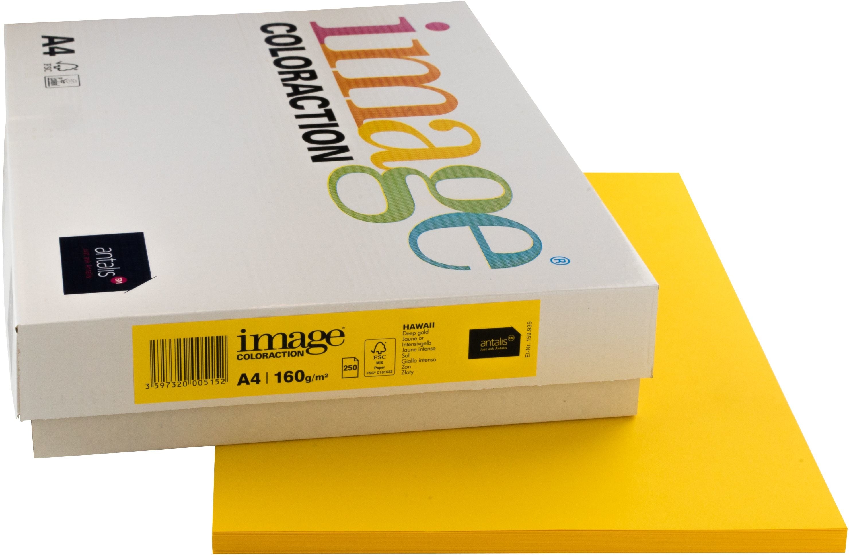 Image coloraction Hawaii Farbiges Kopierpapier Intensivgelb – A4, 160 g/m², 250 Blatt