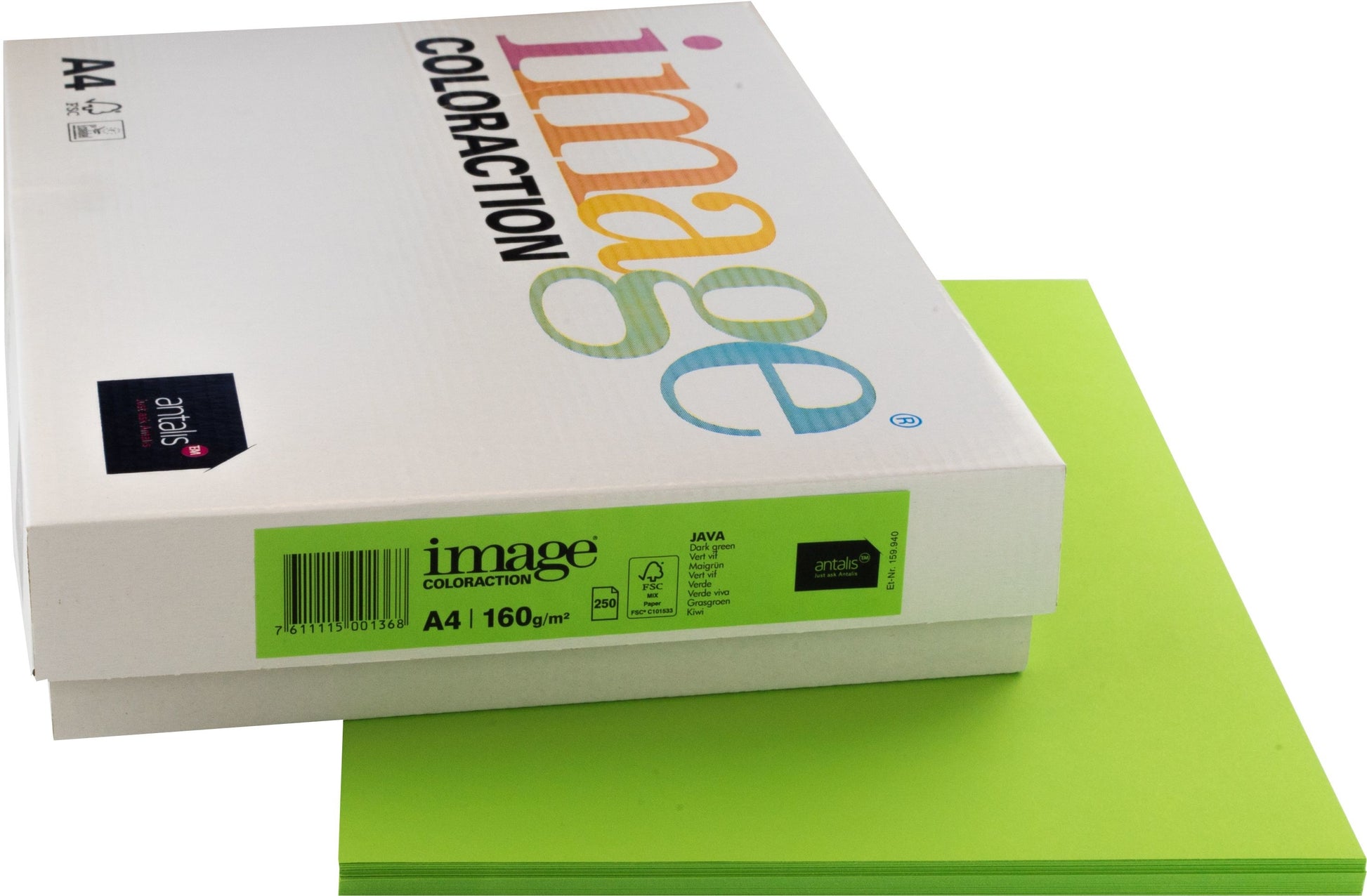 Image coloraction Java Farbiges Kopierpapier Maigrün – A4, 160 g/m², 250 Blatt