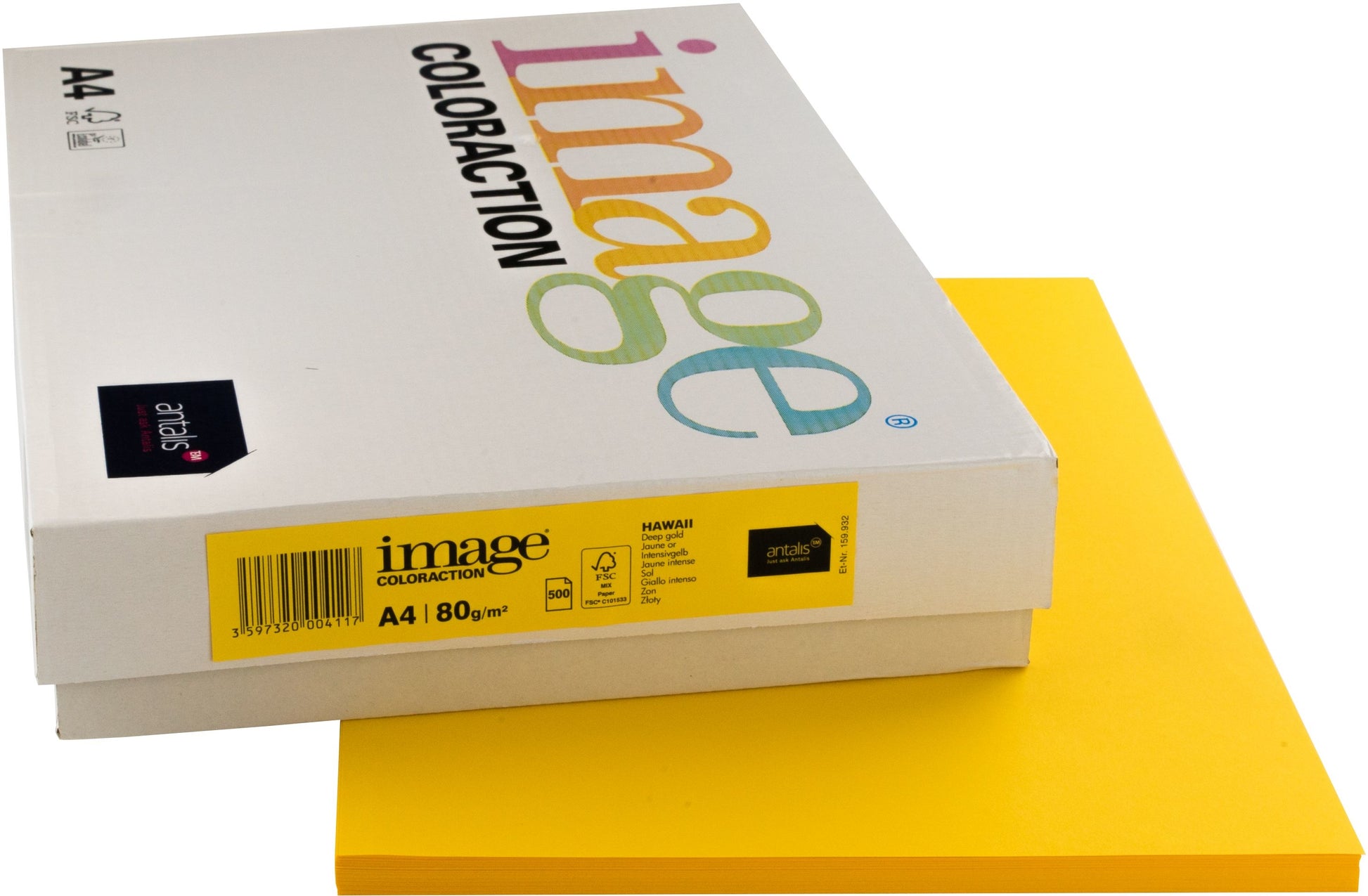 Image coloraction Hawaii Farbiges Kopierpapier Intensivgelb – A4, 80 g/m², 500 Blatt