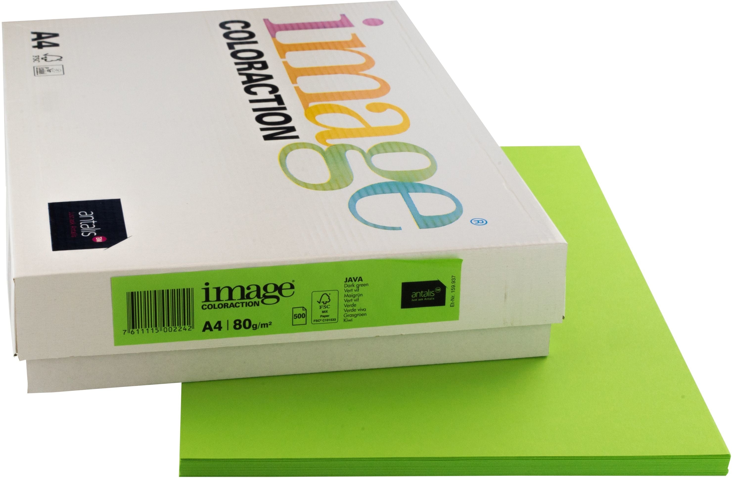 Image coloraction Java Farbiges Kopierpapier Maigrün – A4, 80 g/m², 500 Blatt