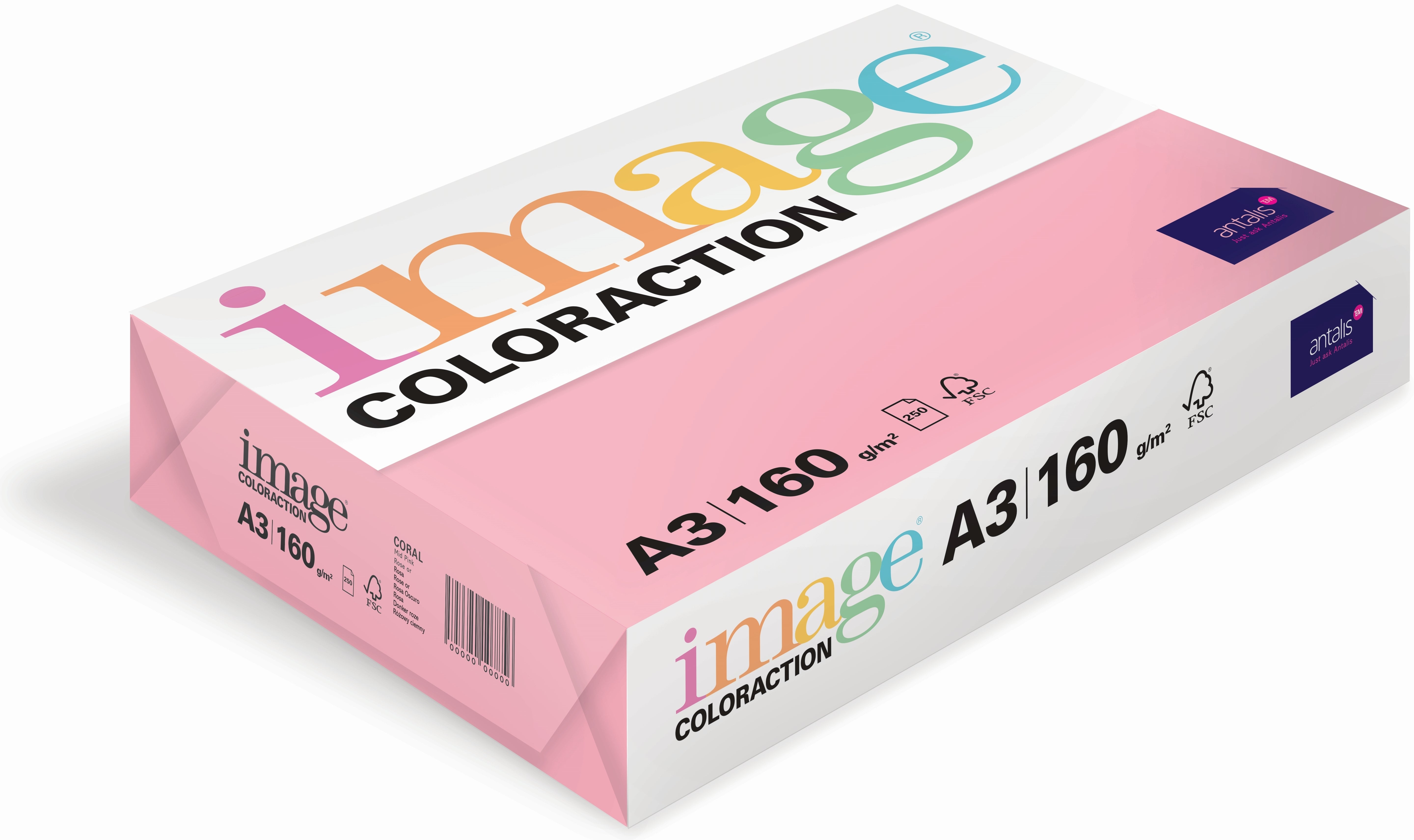 Image coloraction Coral Farbiges Kopierpapier Rosa – A3, 160 g/m², 250 Blatt