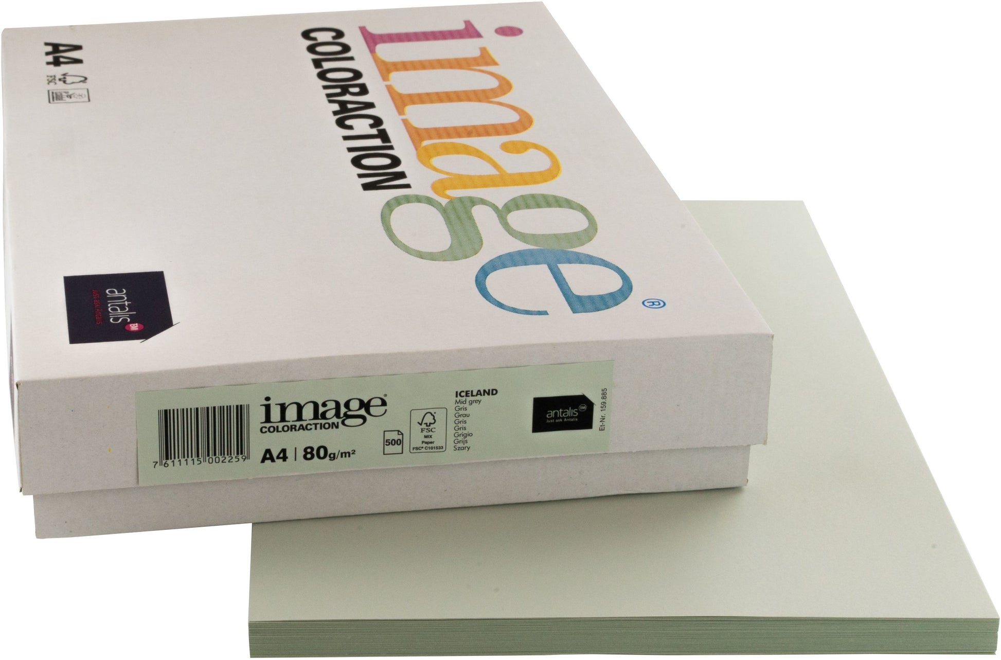 Image coloraction Iceland Farbiges Kopierpapier Grau – A4, 80 g/m², 500 Blatt