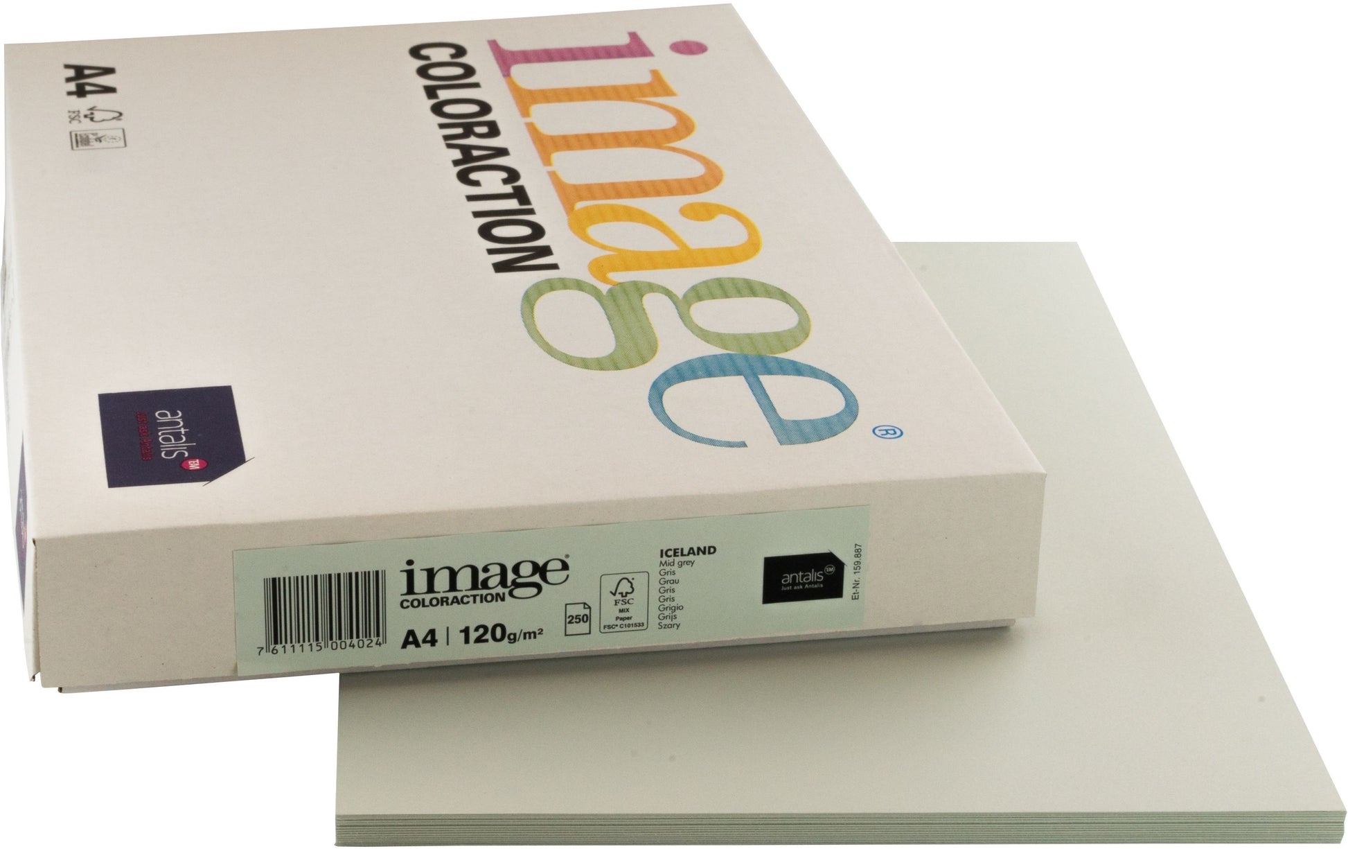 Image coloraction Iceland Farbiges Kopierpapier Grau – A4, 120 g/m², 250 Blatt