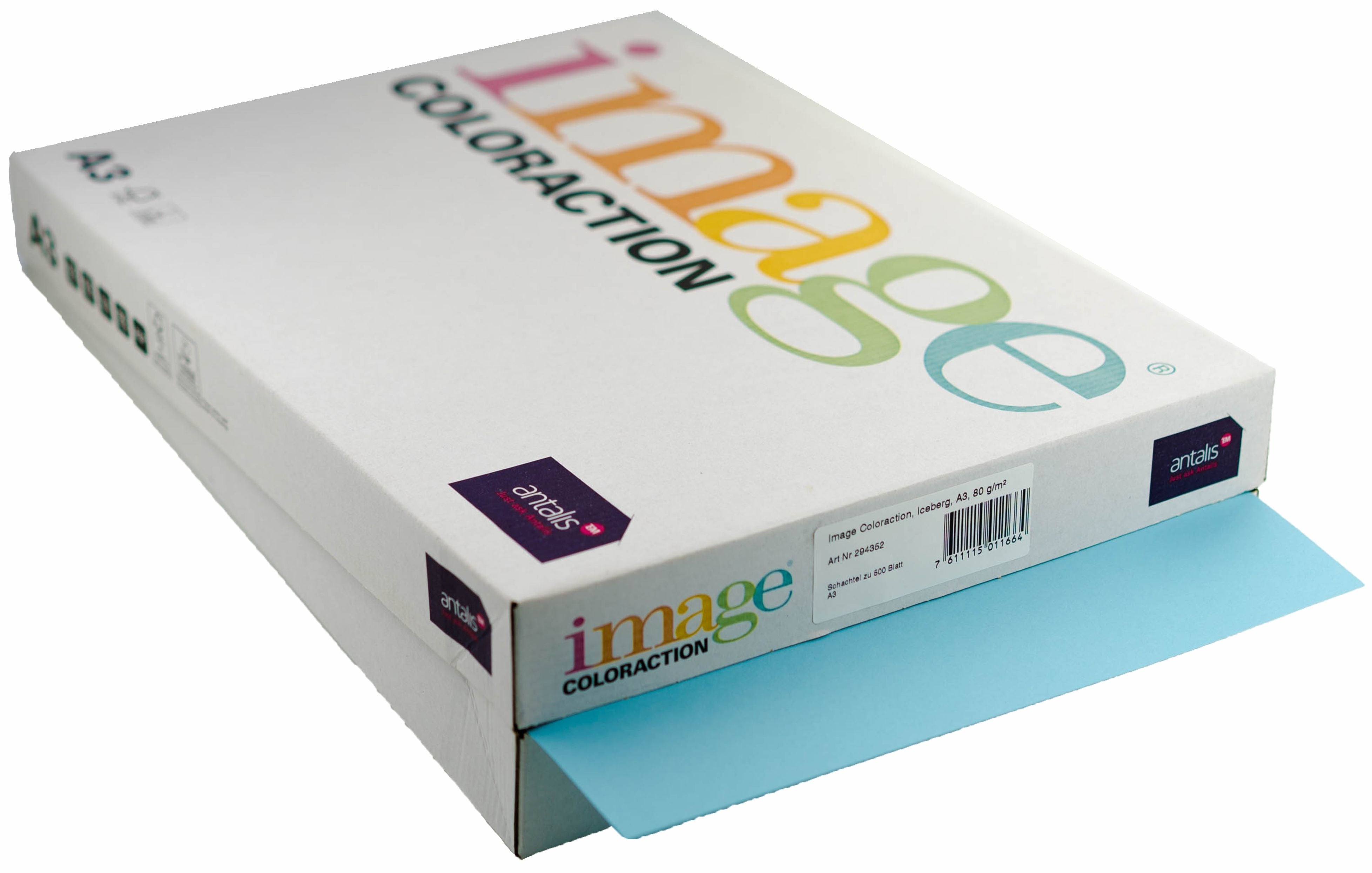 Image coloraction Iceberg Farbiges Kopierpapier Eisblau – A3, 80 g/m², 500 Blatt
