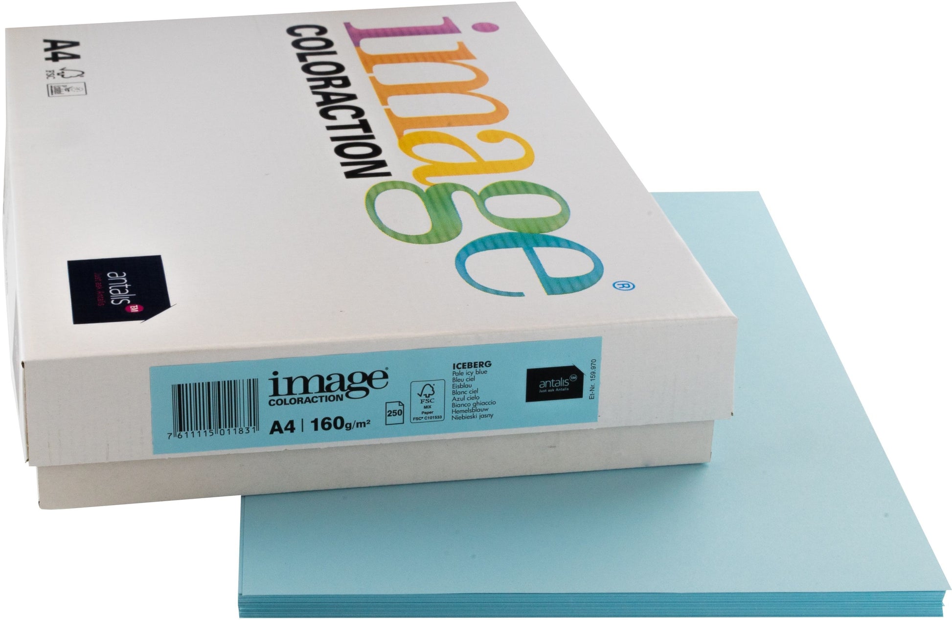 Image coloraction Iceberg Farbiges Kopierpapier Eisblau – A4, 160 g/m², 250 Blatt
