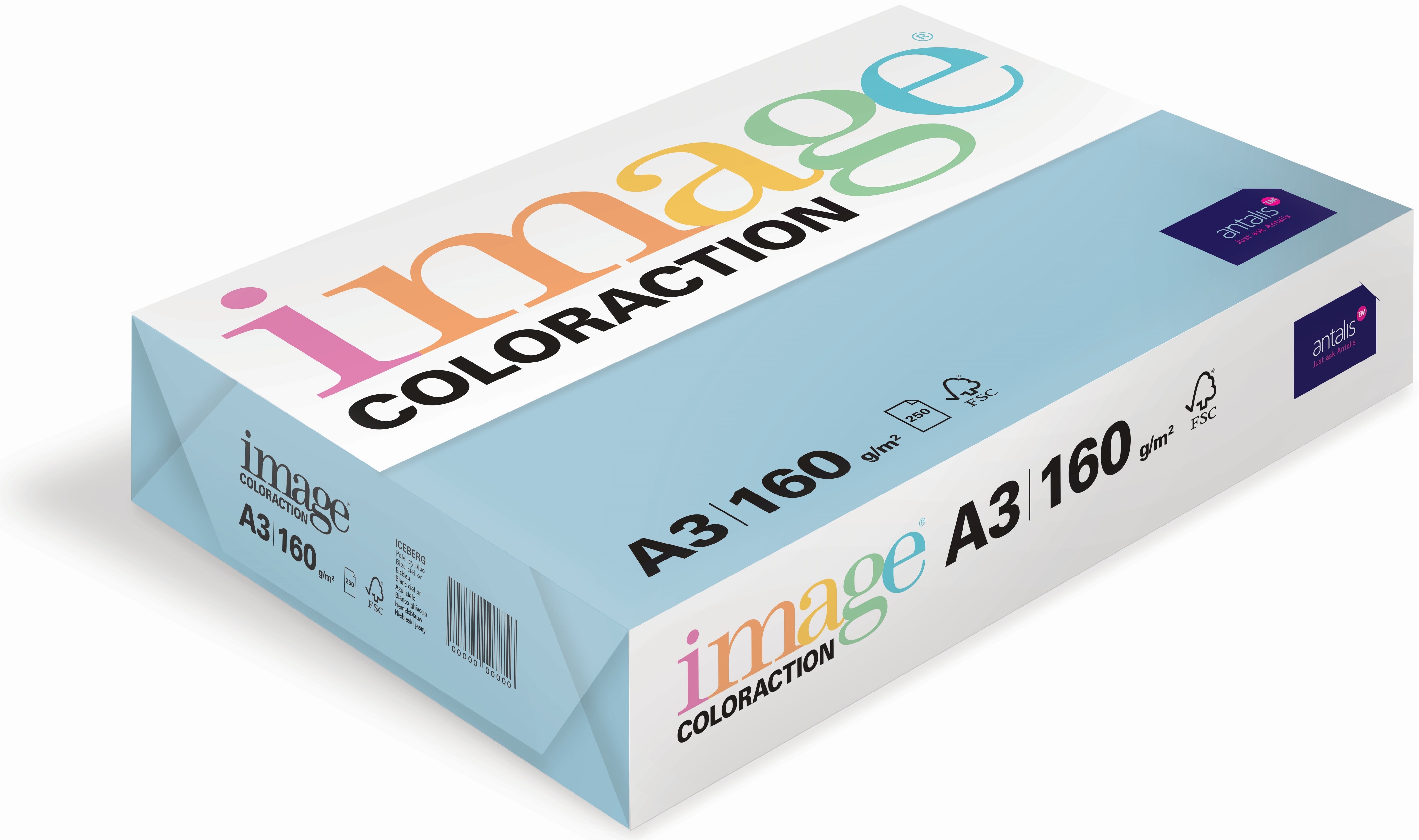Image coloraction Iceberg Farbiges Kopierpapier Eisblau – A3, 160 g/m²