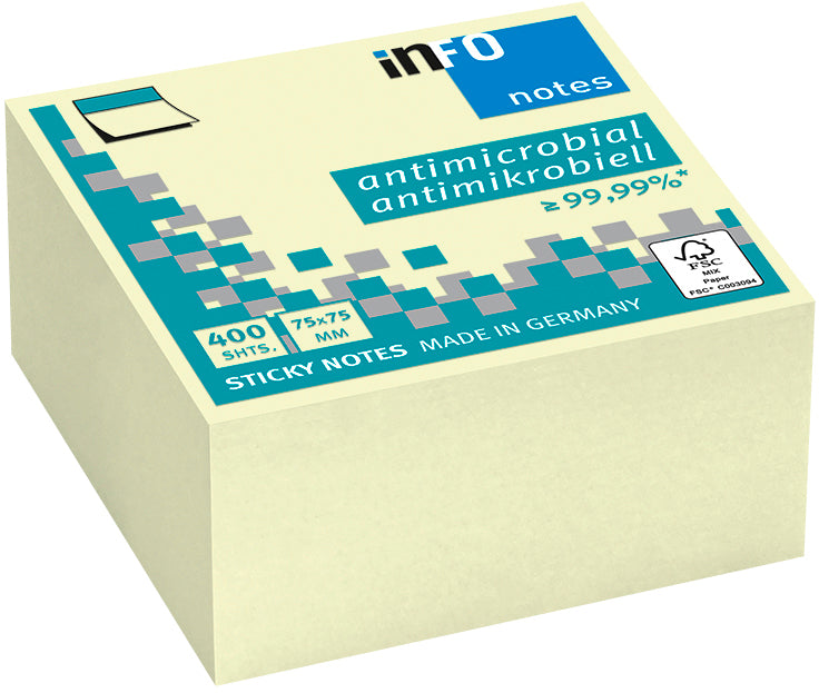 Info Global Notes Cube Haftnotizen – 71 × 42 mm – gelb, 400 Blatt/Block