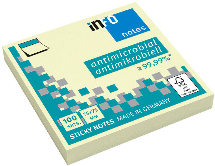 Info Global Notes Haftnotizen – 75 × 75 mm – gelb, 100 Blatt