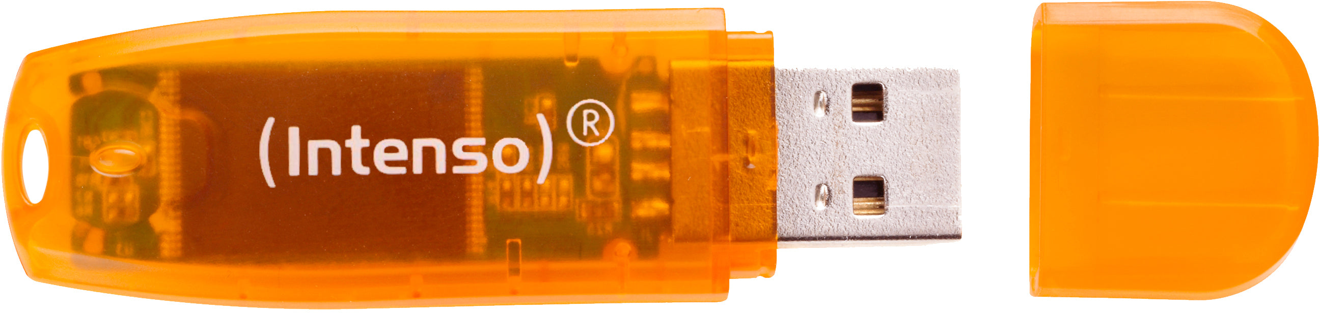 Intenso Rainbow Line USB-Stick 64 GB – USB-A USB 2.0, 28/6,5 MB/s, mit Kappe, Orange