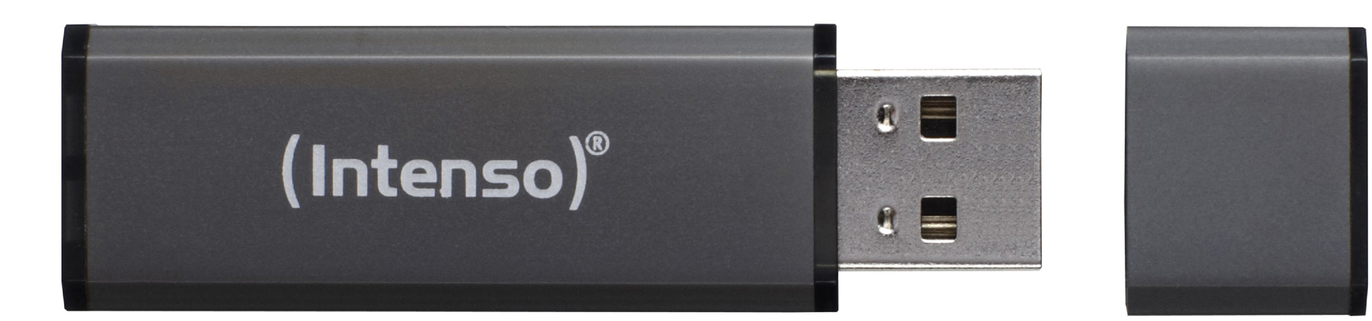 Intenso Alu Line 3521491 – USB-Stick 64 GB, USB 2.0 (USB‑A), 28 MB/s Lesen, 6,5 MB/s Schreiben, Anthrazit