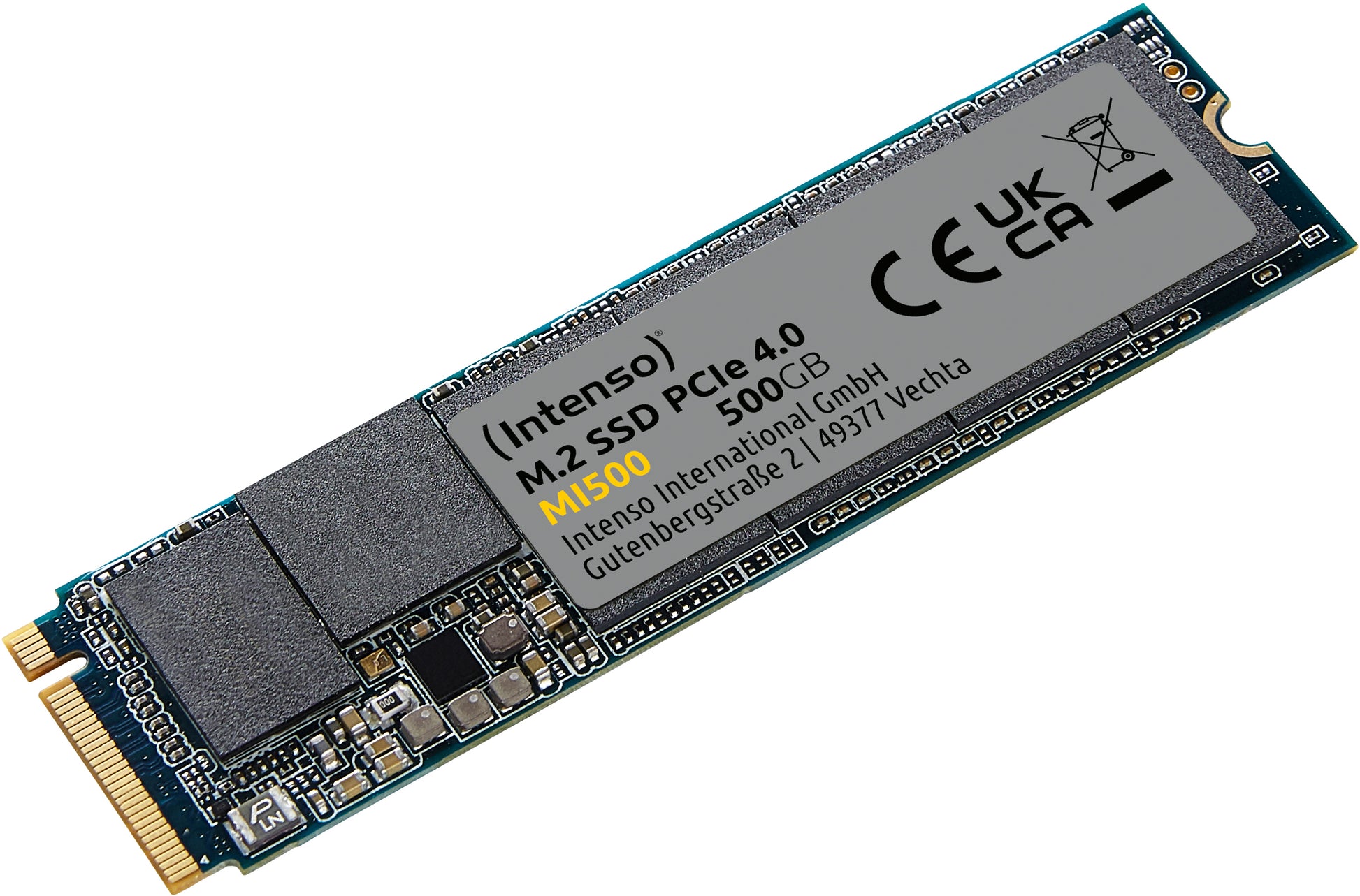 Intenso MI500 – 500 GB M.2 2280 PCIe 4.0 NVMe, 5'300 MB/s Lesen, 4'000 MB/s Schreiben