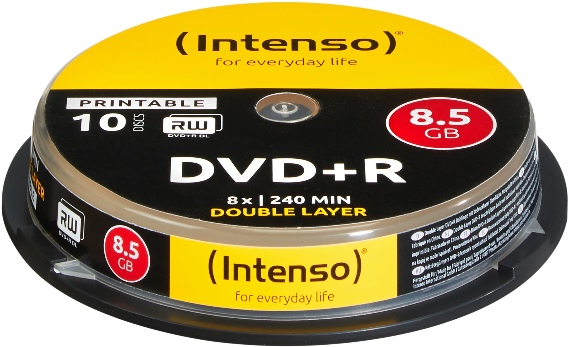 Intenso DVD+R DL 8,5 GB – 8×, bedruckbar, 10er Pack