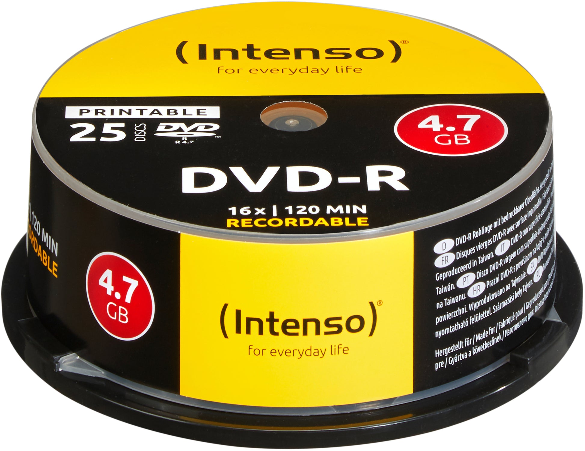 Intenso DVD-R 4,7 GB – 16×, bedruckbar, 25er Pack