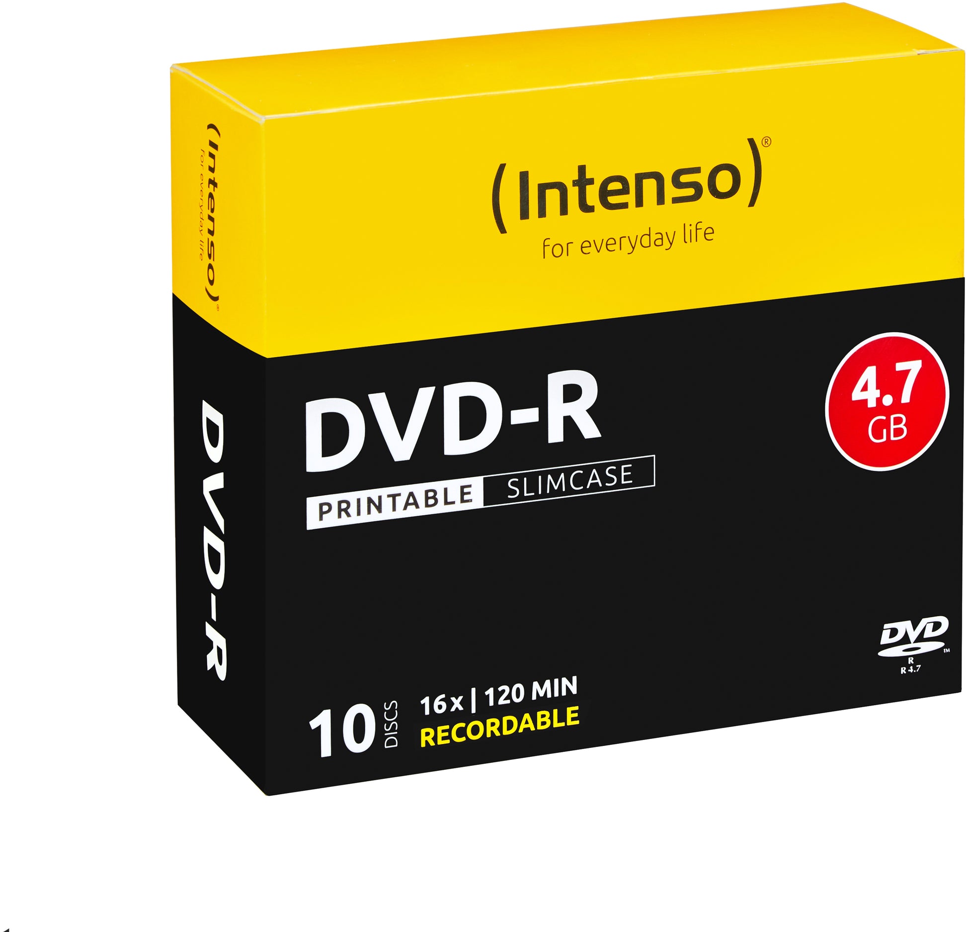 Intenso DVD-R 4,7 GB – 16×, bedruckbar, 10er Pack