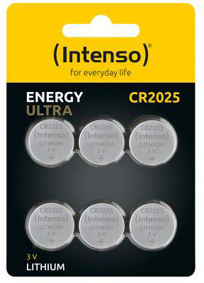 Intenso Knopfzellen CR2025, Lithium-Mangandioxid, 3 V – 6 Stk.