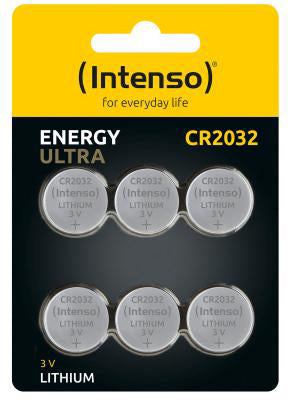Intenso Knopfzellen CR2032, Lithium-Mangandioxid, 3 V – 6 Stk.