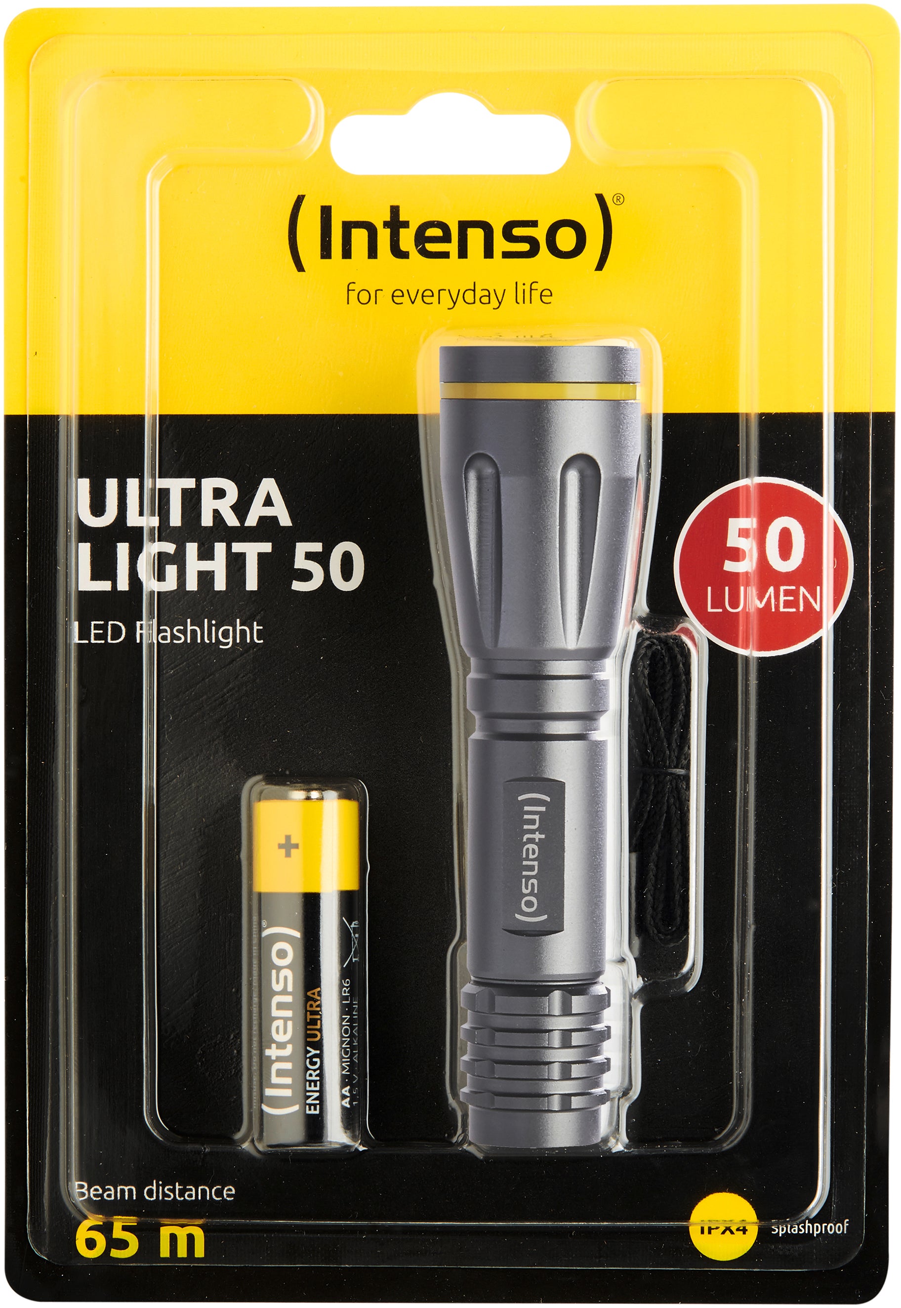 Intenso Ultra Light Taschenlampe 50 – IPX4, Modi Eco/Ultra/Flacker, inkl. 1×AA