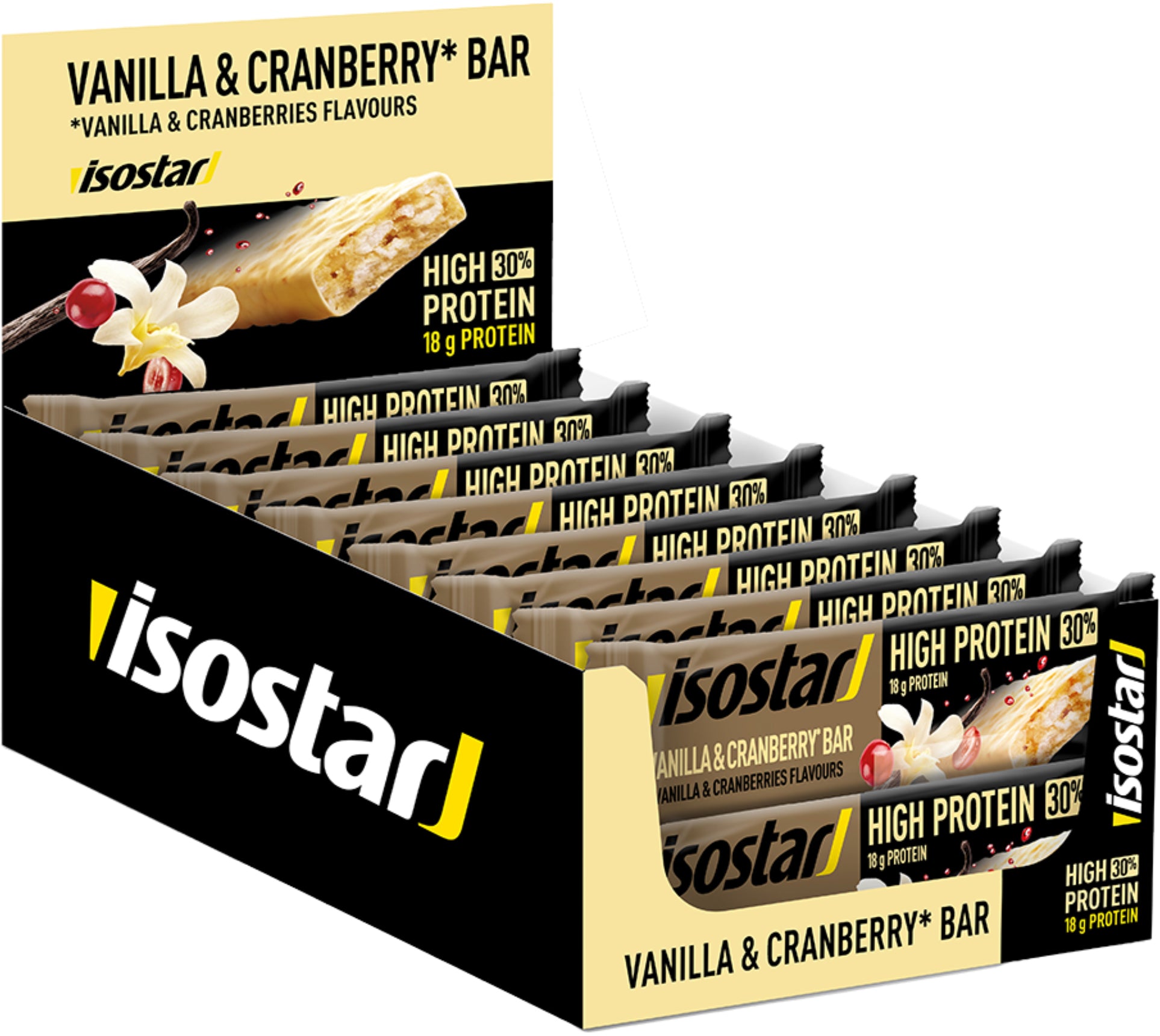 ISOSTAR High Protein Riegel – Vanille & Cranberry – 16 × 55 g