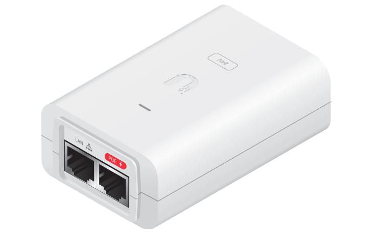 Ubiquiti POE-24-12W-WH PoE-Injektor 12 W – 24 V – RJ-45×2 – für PoE-Geräte – weiss