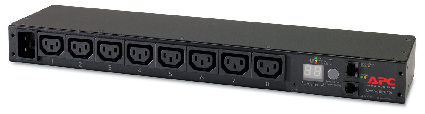 APC Rack-PDU (mit Messfunktion) 3680 W – 16 A 200–230 V, 1U – C13×8, Eingang IEC C20 – schwarz