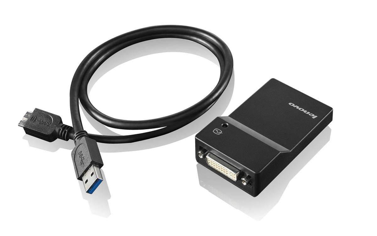 Lenovo PCG Adapter USB-A zu DVI/VGA – 2048 × 1152 – USB 3.2 Gen 1 (5 Gbit/s) – Schwarz
