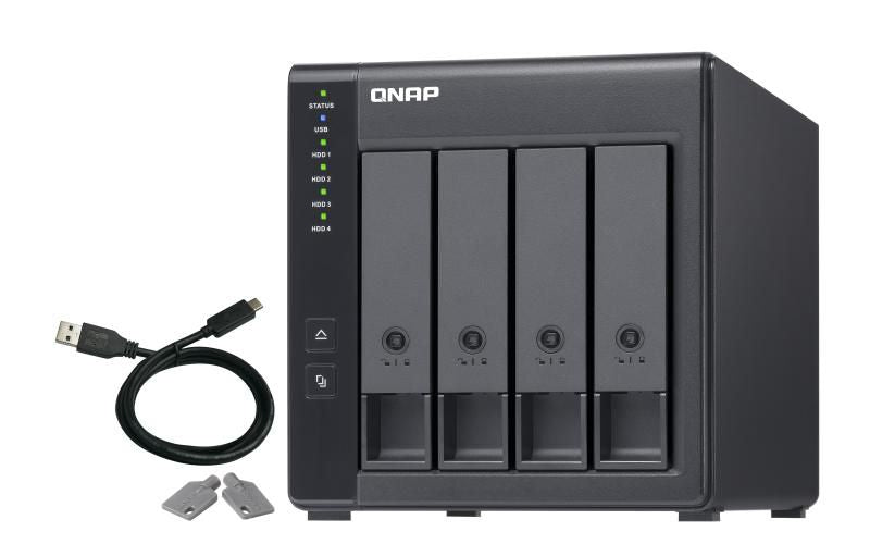 QNAP TR-004 – 4-Bay Rack HDD-Gehäuse – USB 3.2 Gen 1 Type-C, für 2,5"/3,5" HDD/SSD, SATA II/III