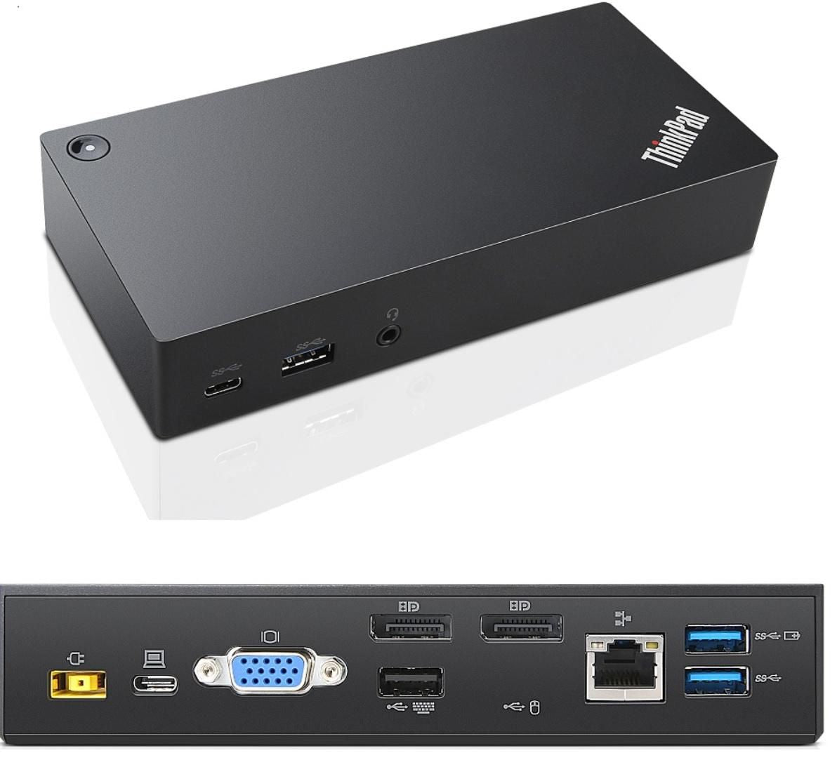Lenovo 03X7194 Dockingstation – USB-C, 2× DP, 1× VGA, 5× USB-A, GbE, 3,5 mm Audio