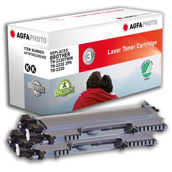 AgfaPhoto TN-2220TWIN schwarzer Toner – kompatibel – 2er-Pack – je 2'600 Seiten – für Brother