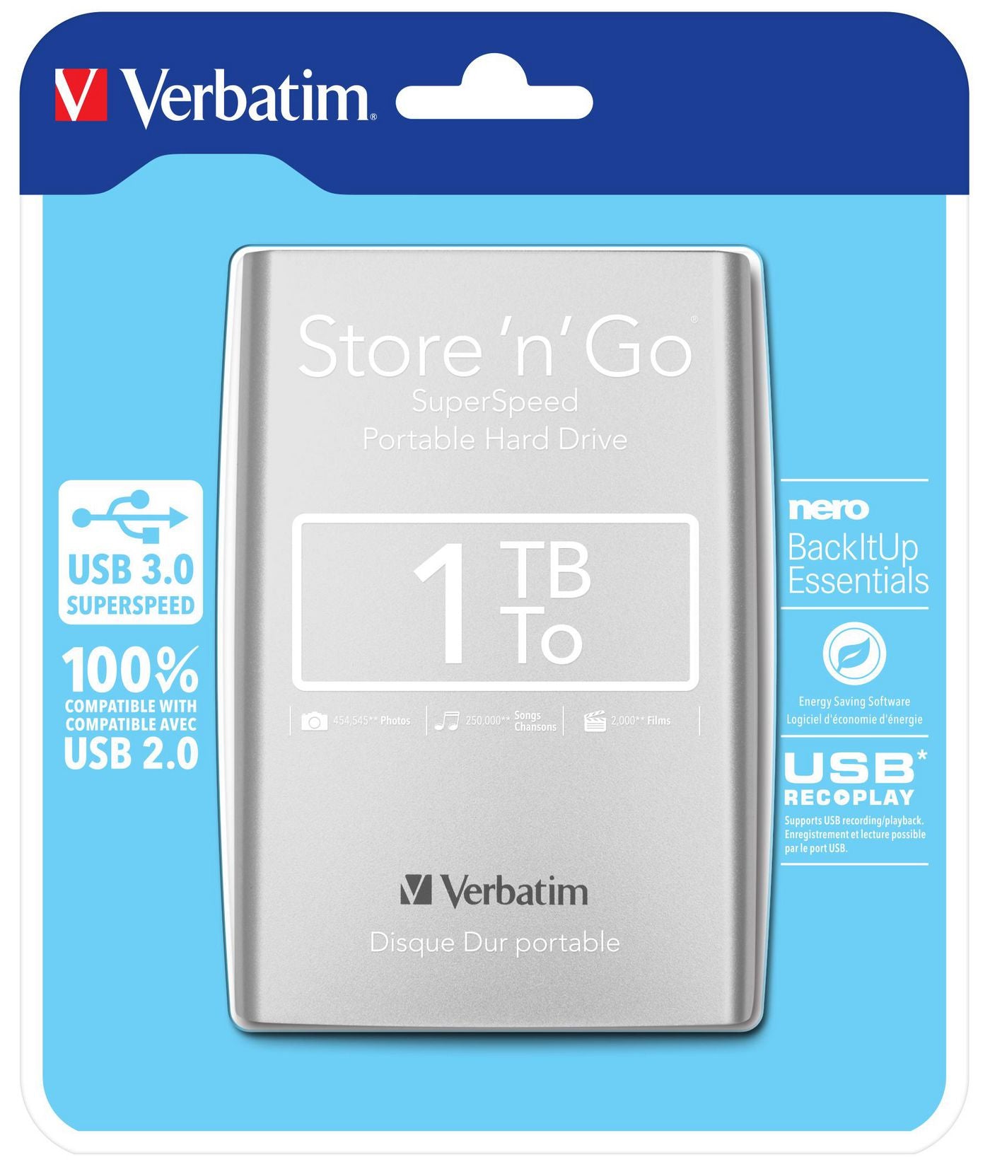 Verbatim Store 'n' Go Externe Festplatte – 2,5", USB 3.2 Gen 1 (Micro-USB B)