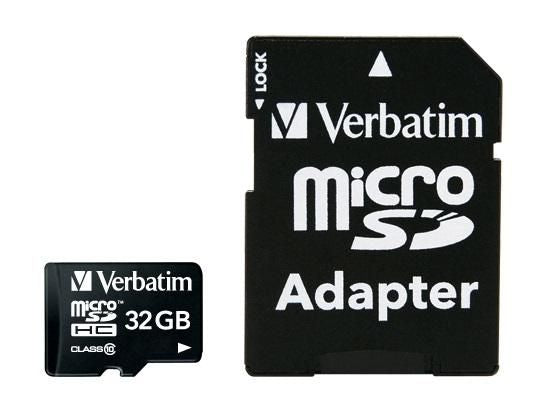 Verbatim Micro-SDHC-Karte – 32 GB, Klasse 10, inkl. SD-Adapter