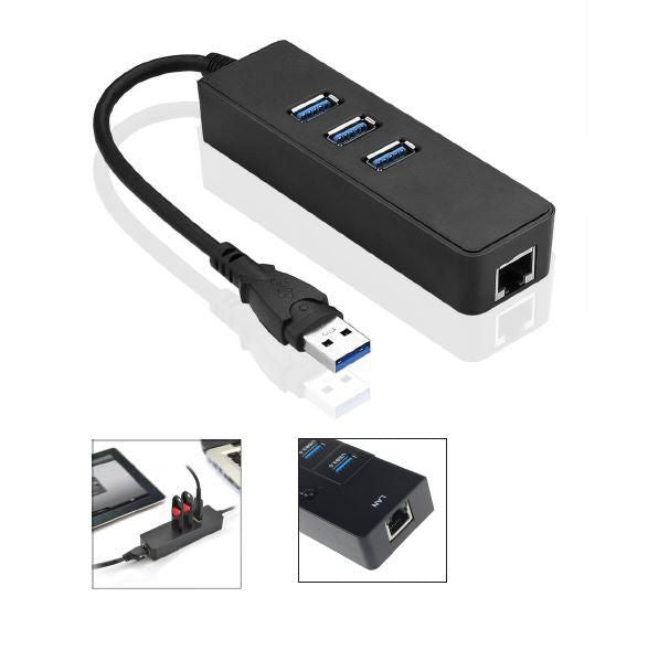 Microconnect USB-Hub – 3× USB-A, GbE