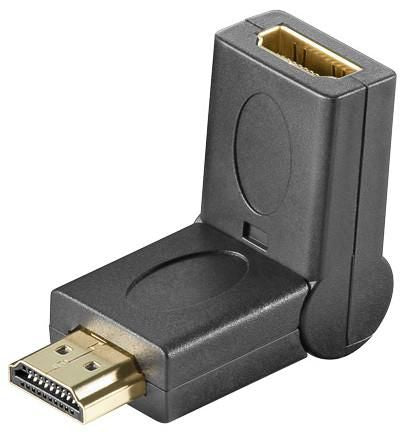 Microconnect HDMI-zu-HDMI-Adapter – 180° drehbar, vergoldet, schwarz