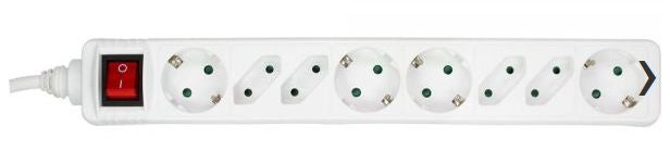 Microconnect Steckdosenleiste – 8× Schuko (Typ F), 3 m, mit Schalter, Weiss