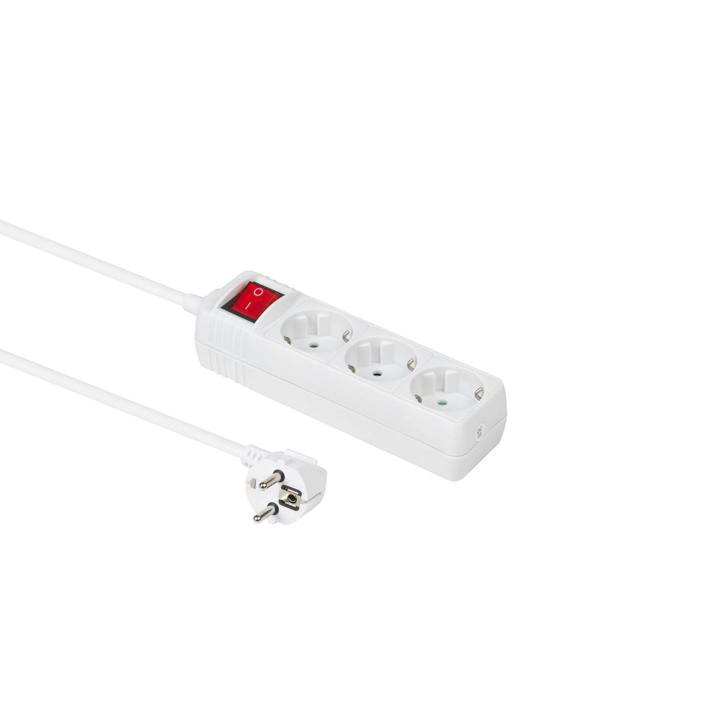 Microconnect Steckdosenleiste – 3× T13, 3 m, mit Schalter, Weiss