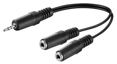 Microconnect 3,5-mm-Splitterkabel – 3,5-mm-Klinkenstecker zu 2× 3,5-mm-Klinkenbuchsen – 0,2 m, Schwarz