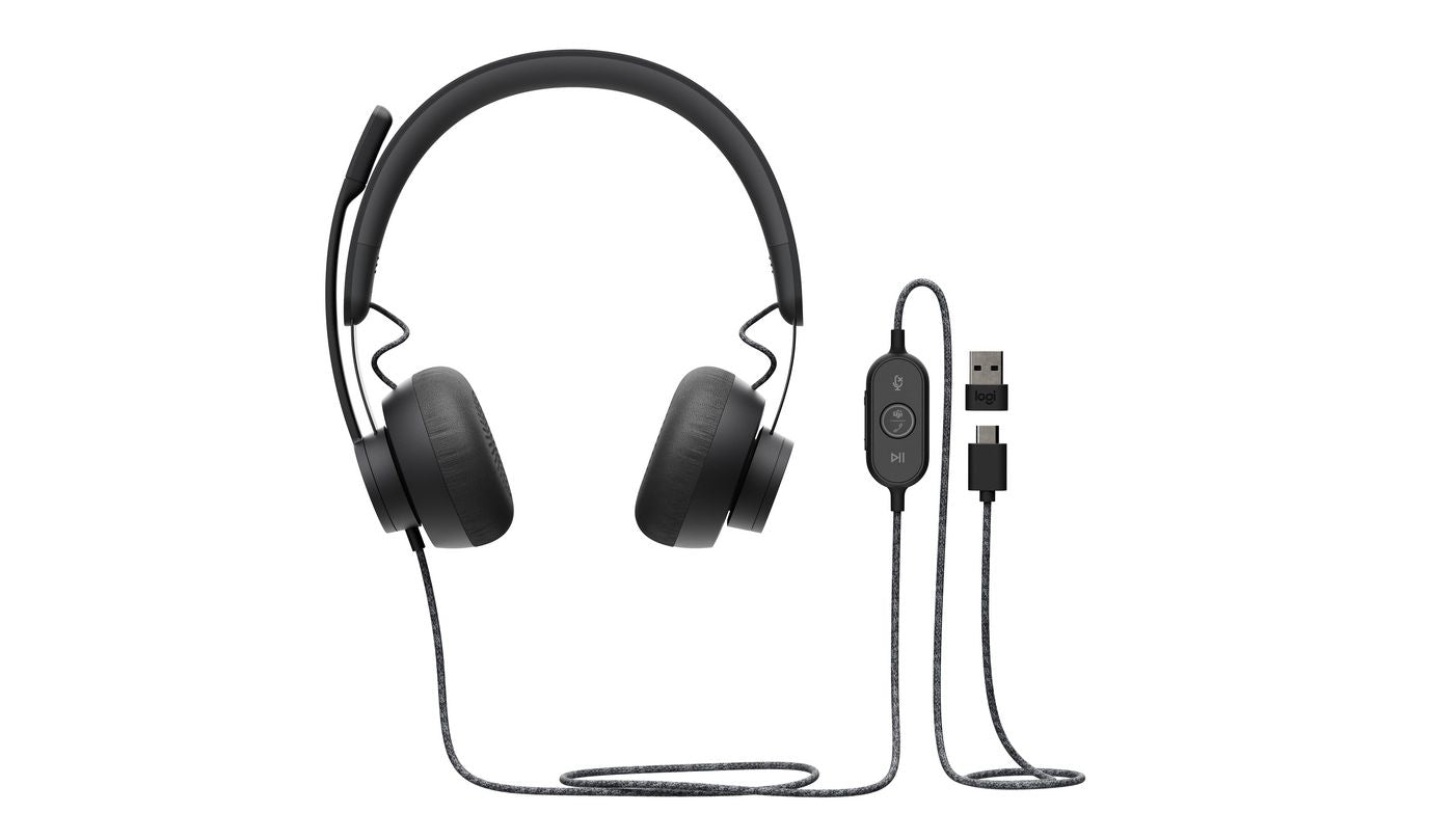 Logitech Zone Wired – Duo Headset, On-Ear – USB-C, klappbares Boom-Mikrofon – Graphit – für Microsoft Teams