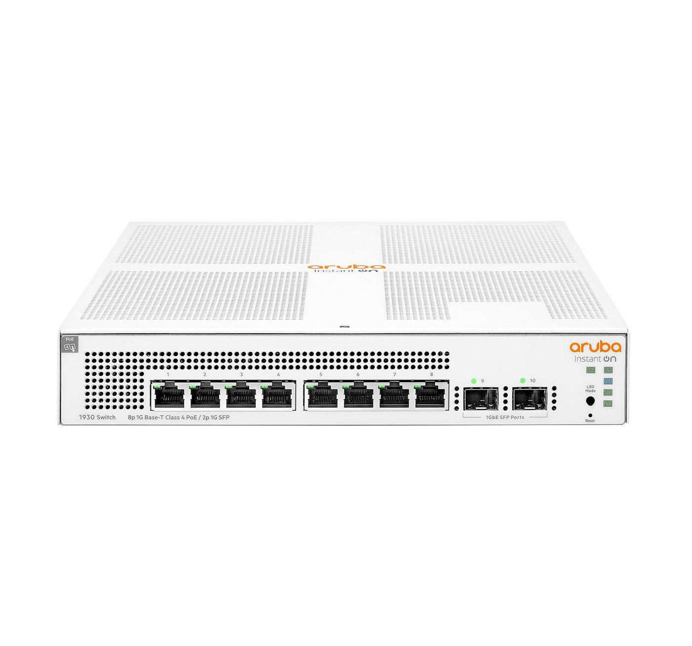 HPE Aruba Instant On 1930 – Managed Switch – 8×GbE, 2×SFP, L2+, PoE 124 W, 1U