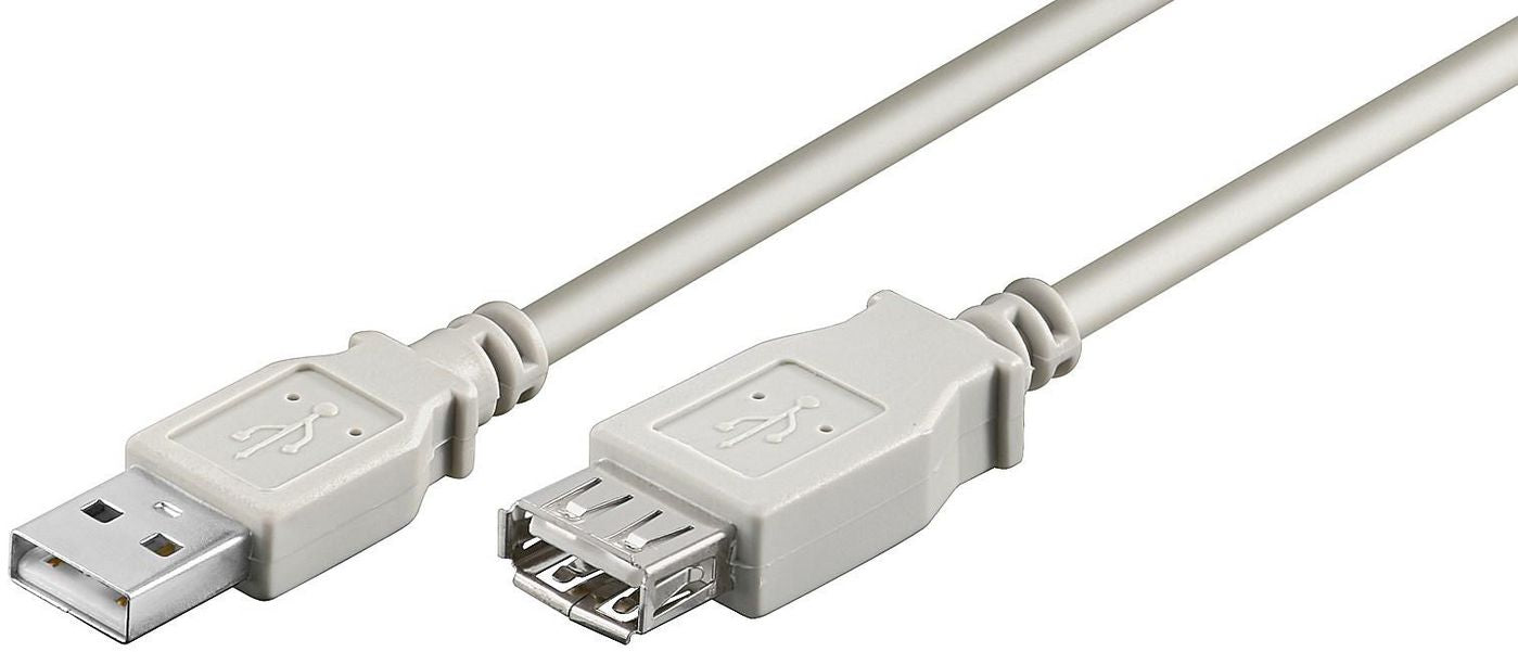 Microconnect USB-A Verlängerungskabel (Stecker auf Buchse) – USB 2.0 (480 Mbit/s) – 1 m – PVC-Mantel – Grau