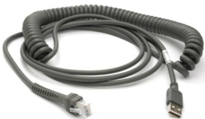 Zebra USB-A Spiralkabel – Grau, 4,57 m