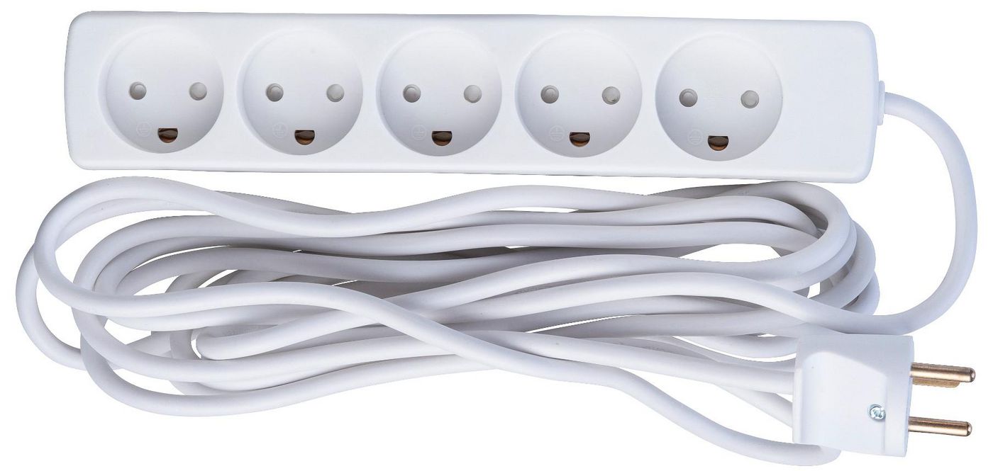 Microconnect Steckdosenleiste – 5× Typ K, 5 m, ohne Schalter, mit Kindersicherung, weiss