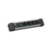 Bachmann Steckdosenleiste – 4× Schuko (Typ E/F), 2 m, mit Schalter, Schwarz/Grau