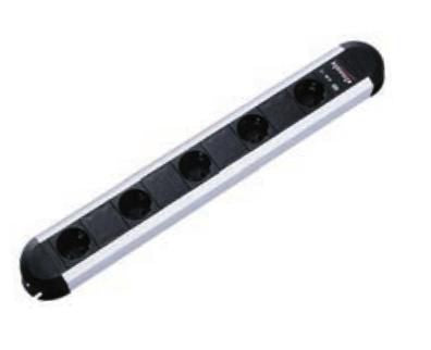 Bachmann PRIMO Steckdosenleiste – 6× Schuko (Typ F), 2 m, ohne Schalter, schwarz