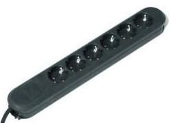 Bachmann Steckdosenleiste – 6×Schuko (Typ E/F), 3 m, 16 A/3680 W, Schwarz