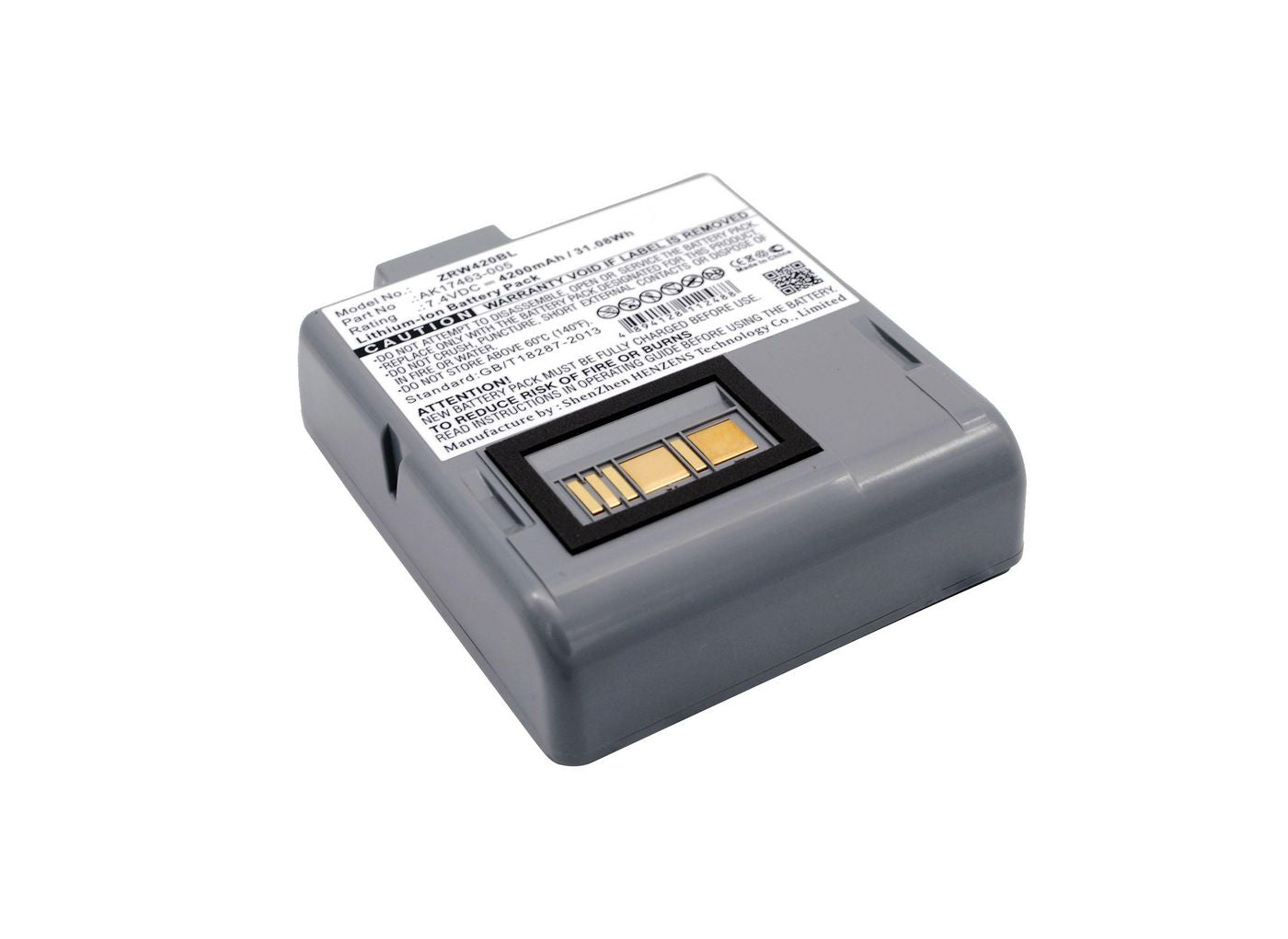 CoreParts Akkubasis AK17463-005, 7,4 V, 31,08 Wh, 4200 mAh – für Zebra-Drucker, Schwarz