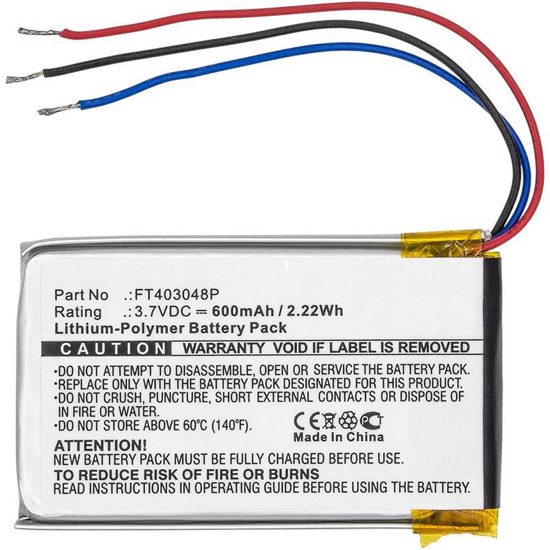 CoreParts FT403048P – Akku – für JBL Micro 2 – Li-Pol 600 mAh, 3,7 V (2,22 Wh) – Schwarz