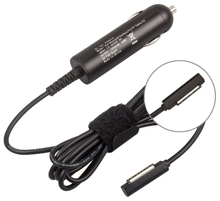 CoreParts Auto-Ladegerät 43 W – Zigarettenanzünder (12–24 V) – für Surface 1, 2, Pro 1 und andere – schwarz