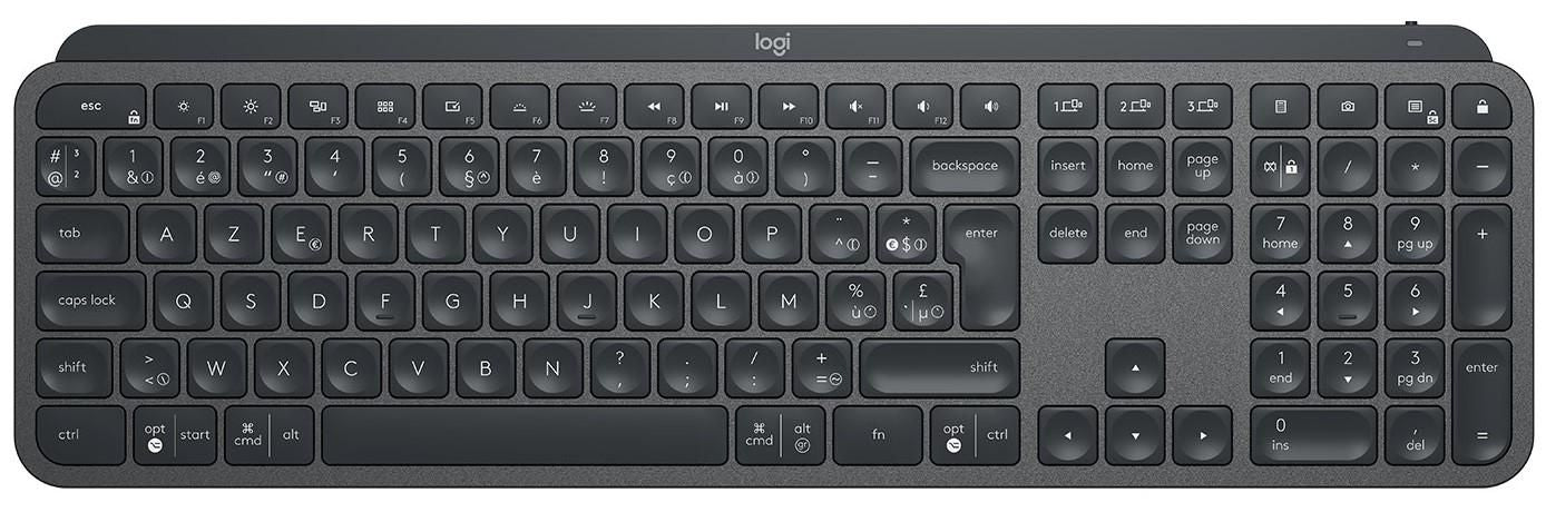 Logitech MX Keys – Tastatur – Bluetooth & 2,4 GHz (USB-A Empfänger) – AZERTY (FR) – beleuchtet – Graphit