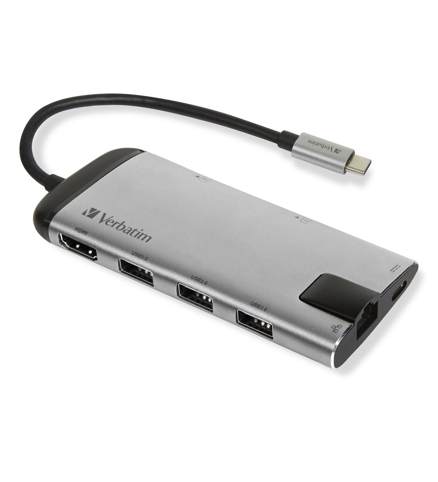 Verbatim 49142 Multiport-Adapter – USB-C, 1× HDMI, 2× USB-A, microSD, für Windows/Mac/Linux